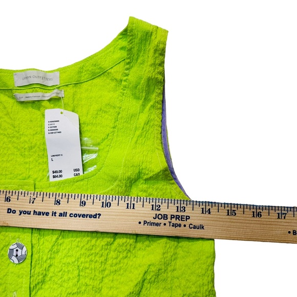 Urban Outfitters Neon Chartreuse Button Up Y2K 80s Tank Top - Picture 8 of 11